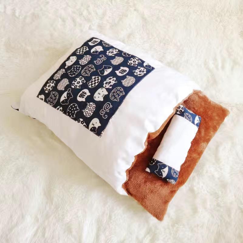 Caverne Japonaise De Sommeil Profond Pour Chats Et Chiens, Sac De Couchage Chaud, Maison Amovible Pour Animaux De Compagnie,