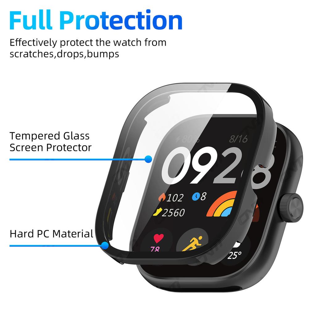 Glass+Case for Xiaomi Redmi Watch 5 Tempered Glass Screen Protector & Hard PC Protective Bumper for Redmi Watch5 Accessories