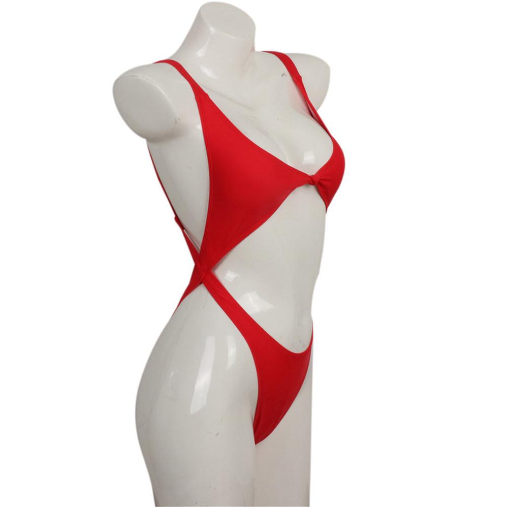 Women's Plus Size One-Piece Backless Swimsuit - Solid Color Sexy Swimwear