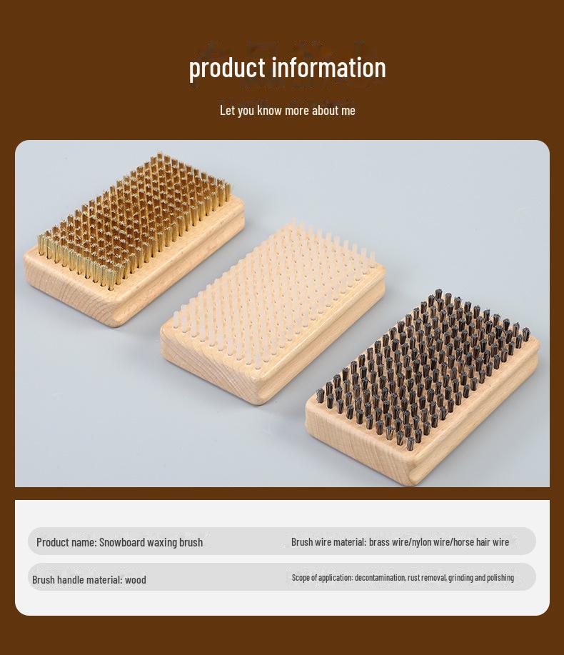 Snowboard Vaxningsborstset: Vaxborttagning, Polering, Dekontaminering med Mässings-, Nylon- och Hästhårsborstar