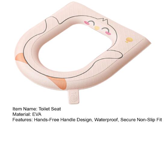 Toilet Seat with Exclusive Handle Easy to Clean EVA Waterproof Material Soft Cushion Cartoon Pattern Non-Slip Toilet Seat Pad