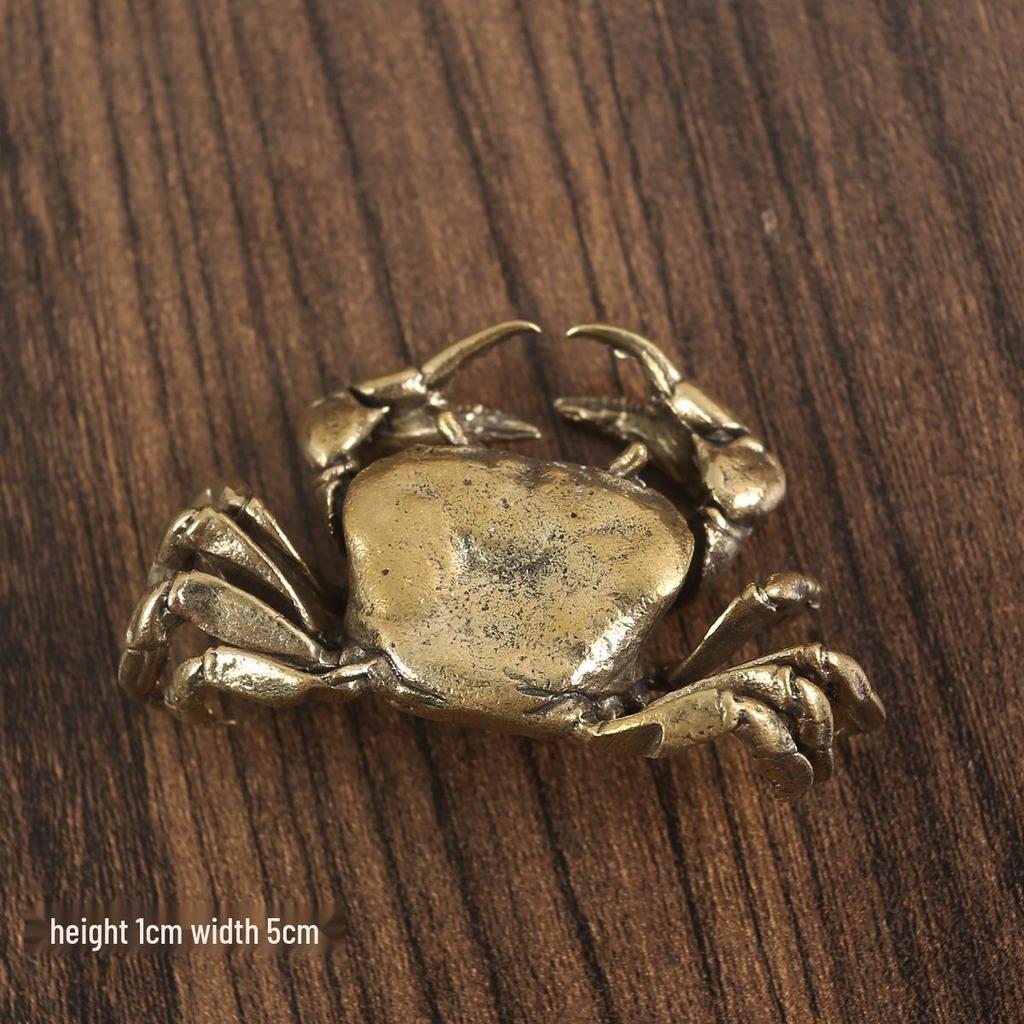Solid Brass Crab Ornament: Retro Fortune Tea Pet for Home or Office Decor