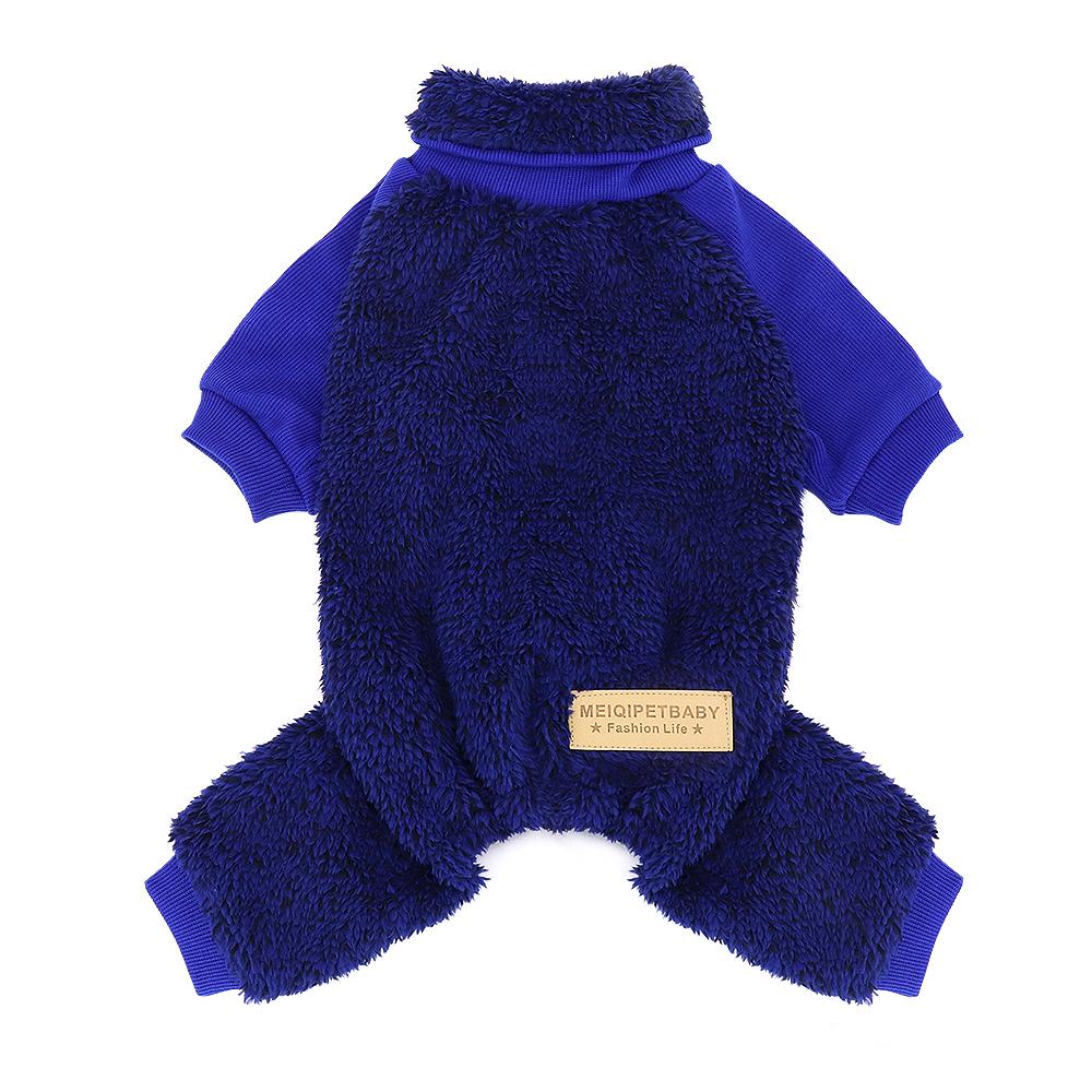 

Теплая зимняя одежда для собак, мягкий комбинезон для домашних животных, пальто, свитер с высоким воротом для щенков и кошек, одежда для собак чихуахуа, маленьких, средних и больших пород, S-XL S синий