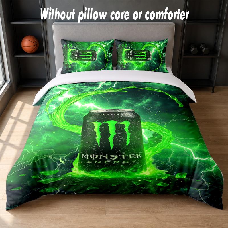 Set Biancheria da Letto Design Monster Energy 1 Copripiumino + 2 Federe Morbido Traspirante Biancheria da Letto per la Casa