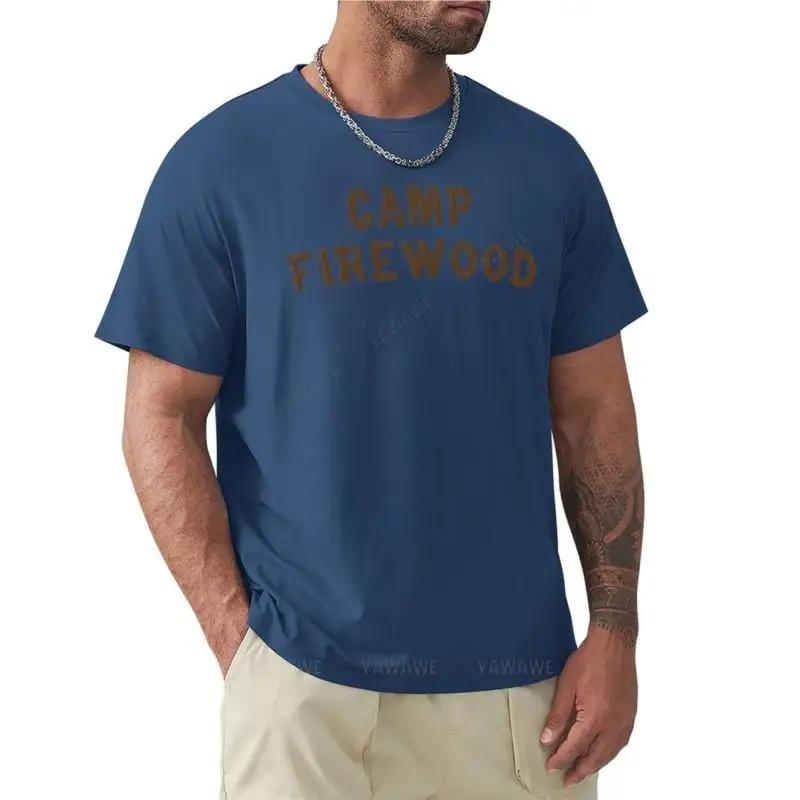 T-shirt Men Cotton Camp Firewood T-Shirt Vintage T Shirt Aesthetic Clothes Mens Funny T Shirts Summer T-shirt for Man