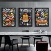 Arte de graffiti, comida deliciosa, pintura en lienzo, sándwich, pizza, hamburguesa, arte de pared de cocina, póster, comedor, decoración del hogar, mural sin marco