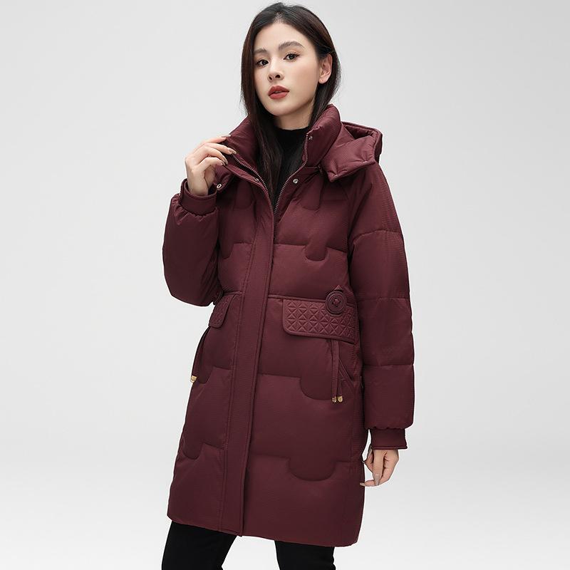 

Белый пуховик из гагачьего пуха женский длинный свободный новый для среднего и пожилого возраста осенне-зимний больших размеров пуховик с капюшоном 6XL