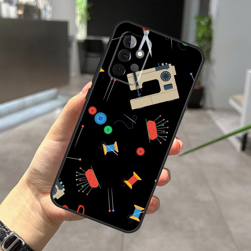 sewing machine tailor pattern Case For Samsung Galaxy A22 A32 A52 A15 A16 A05 A26 A36 A56 A53 A33 A13 A34 A54 A14 A35 A55