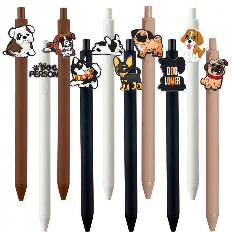 Set di 8 Penne Gel Cane Carino / Set di Scrittura Retrattile con Inchiostro Nero per Amanti dei Cani / Tecnici Veterinari / Studenti / Cancelleria per Ufficio / Penne Animali / Essenziali per il Lavoro