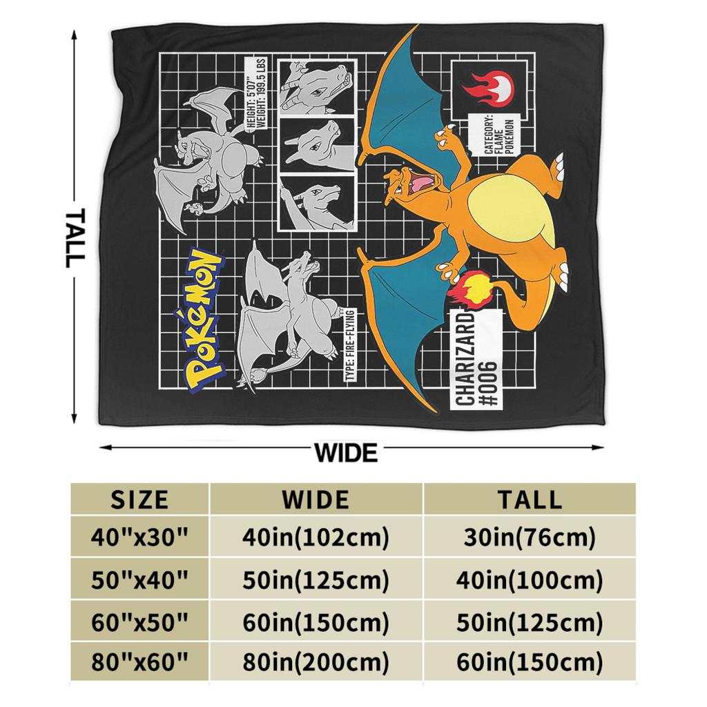 Pokemoned Charizard 006 Schematic Poster Knitted Blankets Fleece  Ultra-Soft Throw Blanket for Outdoor Travel Bedspread