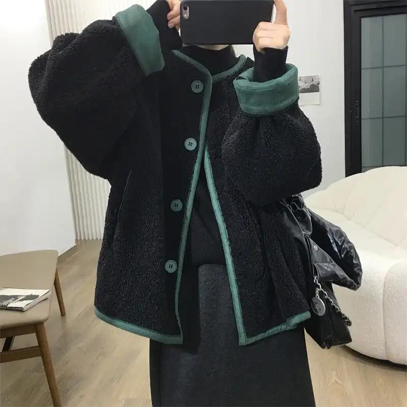 Coats for Women Jacket Autumn Winter for Women Thickened Velvet Windbreaker Women Loose Casual Coat
