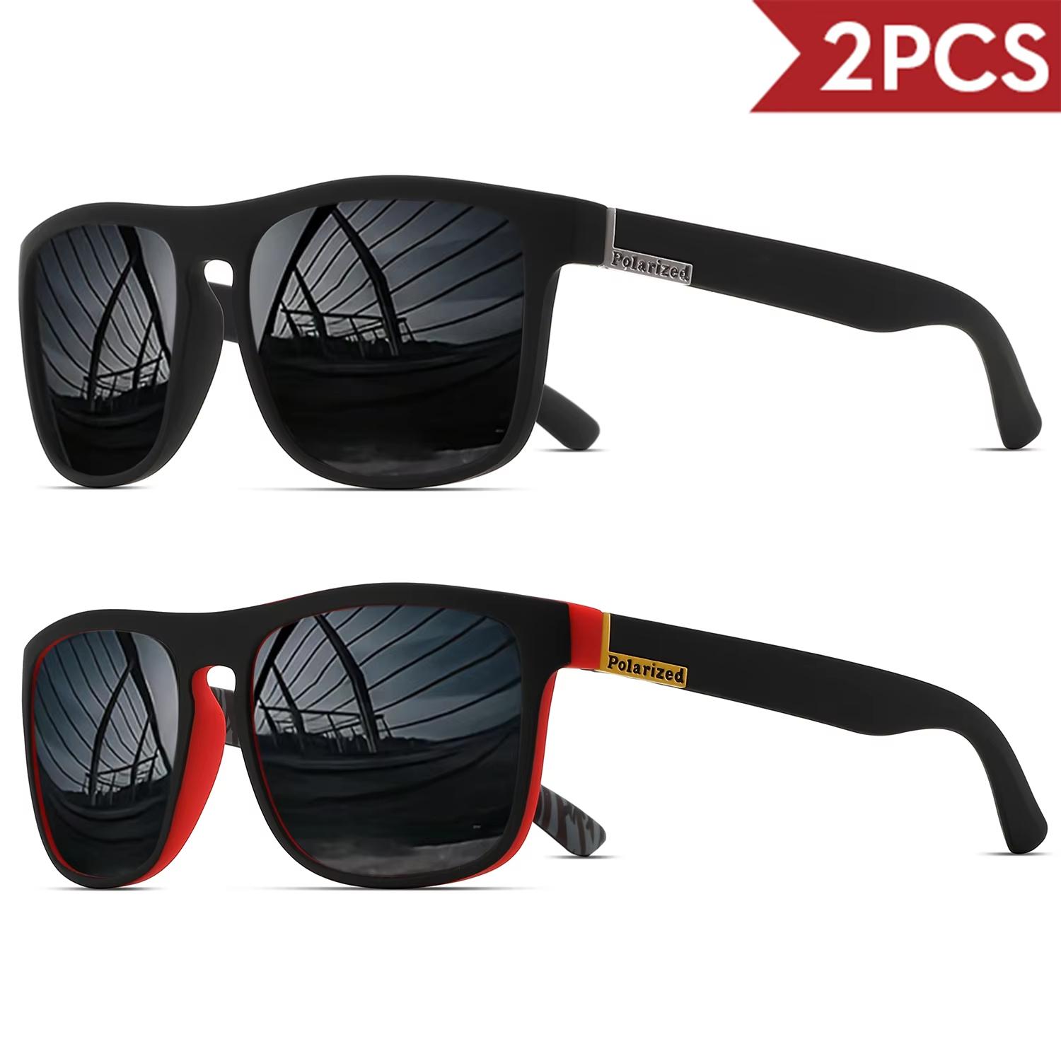 

2Pack Fashion Sports Sun shades UV Protection Personalized Eyewear Quadrate Frame Metal Men s And Women s UV400 Eyewear