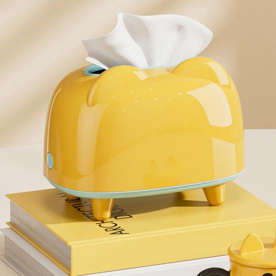 Cute Cat Tissue Dispenser Box Cartoon Tissue Paper Holder Desktop Plastic Napkin Storage Box for Car Home Bathroom Kitchen Office Decor