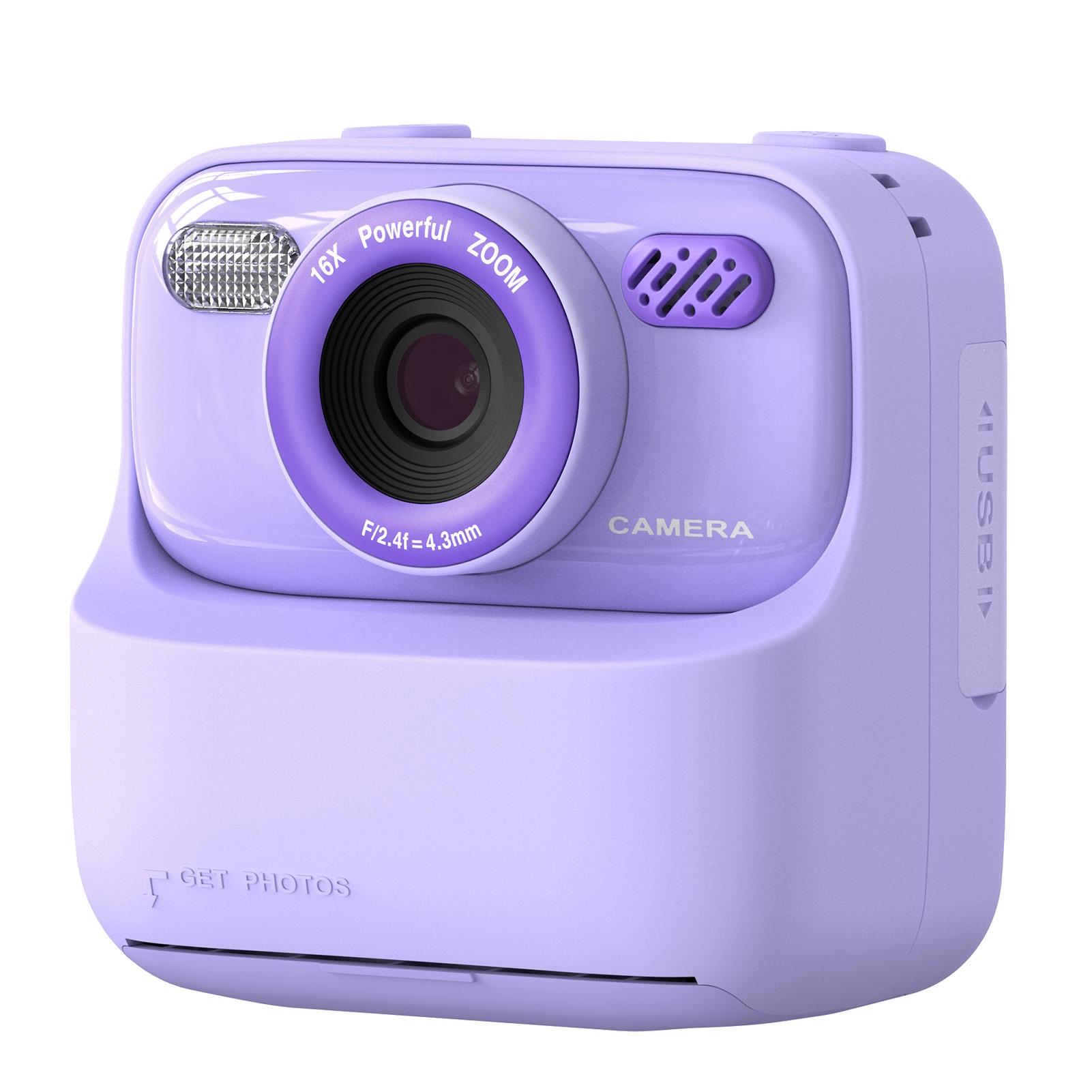 

Детская камера мгновенной печати, универсальная видео-фото игрушка, экран 2,4 дюйма, встроенная карта памяти 32 ГБ фиолетовый