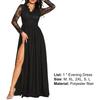 Women Evening Dress Solid Color Elegant Sweet Pleated Temperament See-through Lace Sexy High