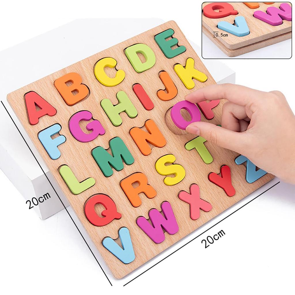 Wooden Puzzle, Shape Sorting Puzzle, Number Learning, Alphabet Learning, Shape Matching Toy, Building Block Puzzle, Educational Toy, Wooden Jigsaw