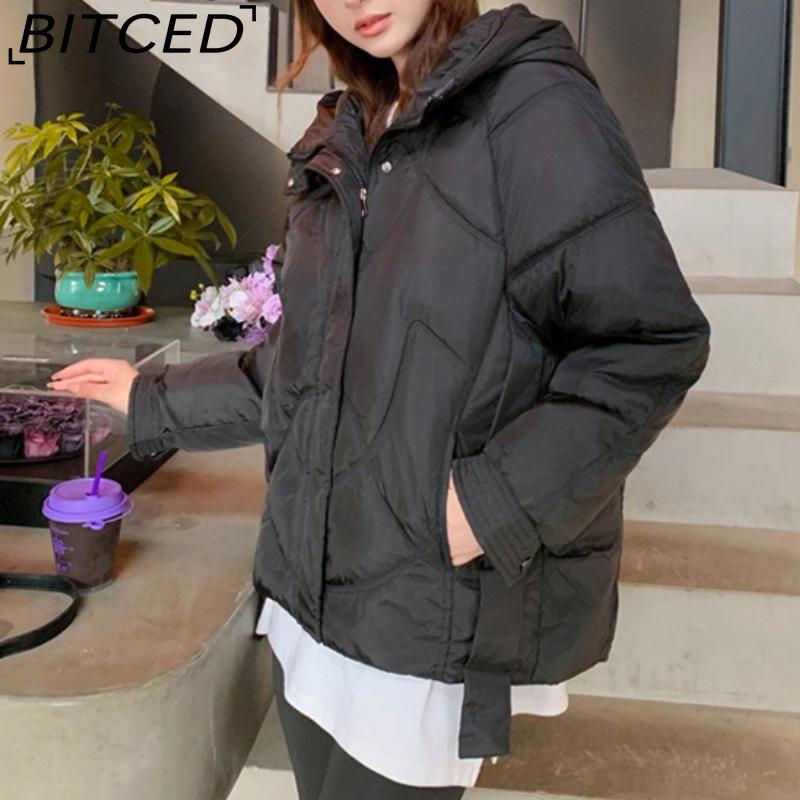 BITCED Loose-Fit Women's Winter New Arrival Short Casual Hooded Oversized Cotton Coat, Cotton Jacket, Padded Jacket