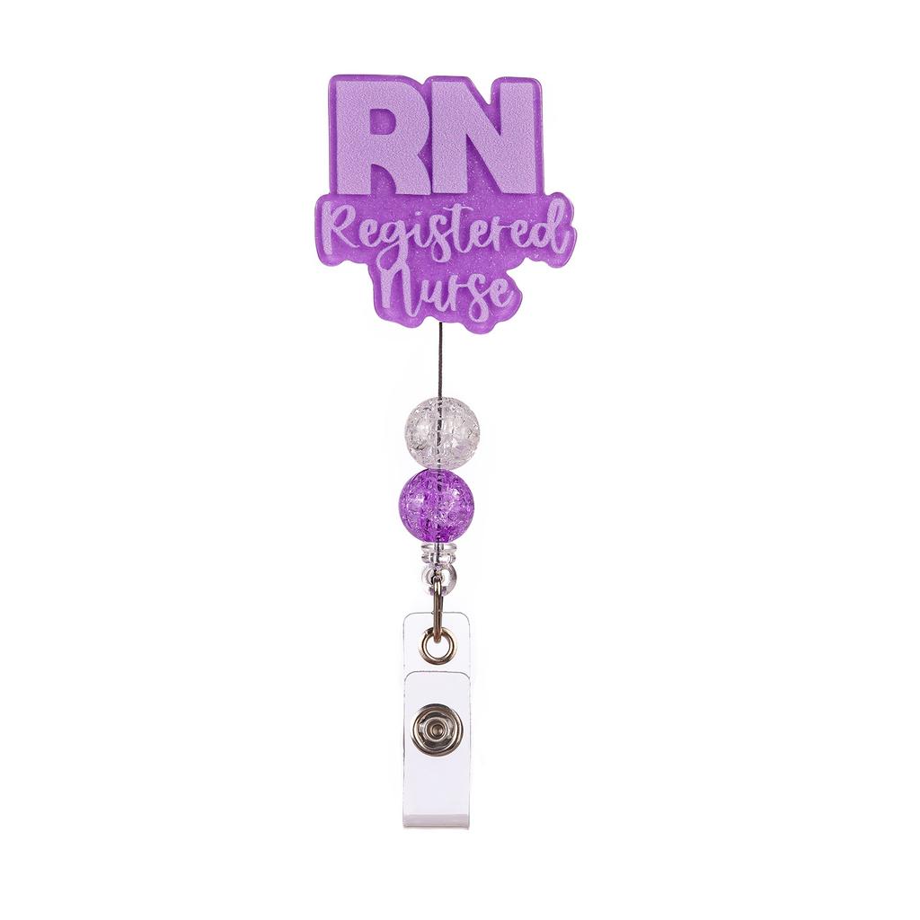 Badge Holder Glitter Beaded Badge Reel Alligator Clip Id Holder Acrylic Name Tag Clip For Office School Student