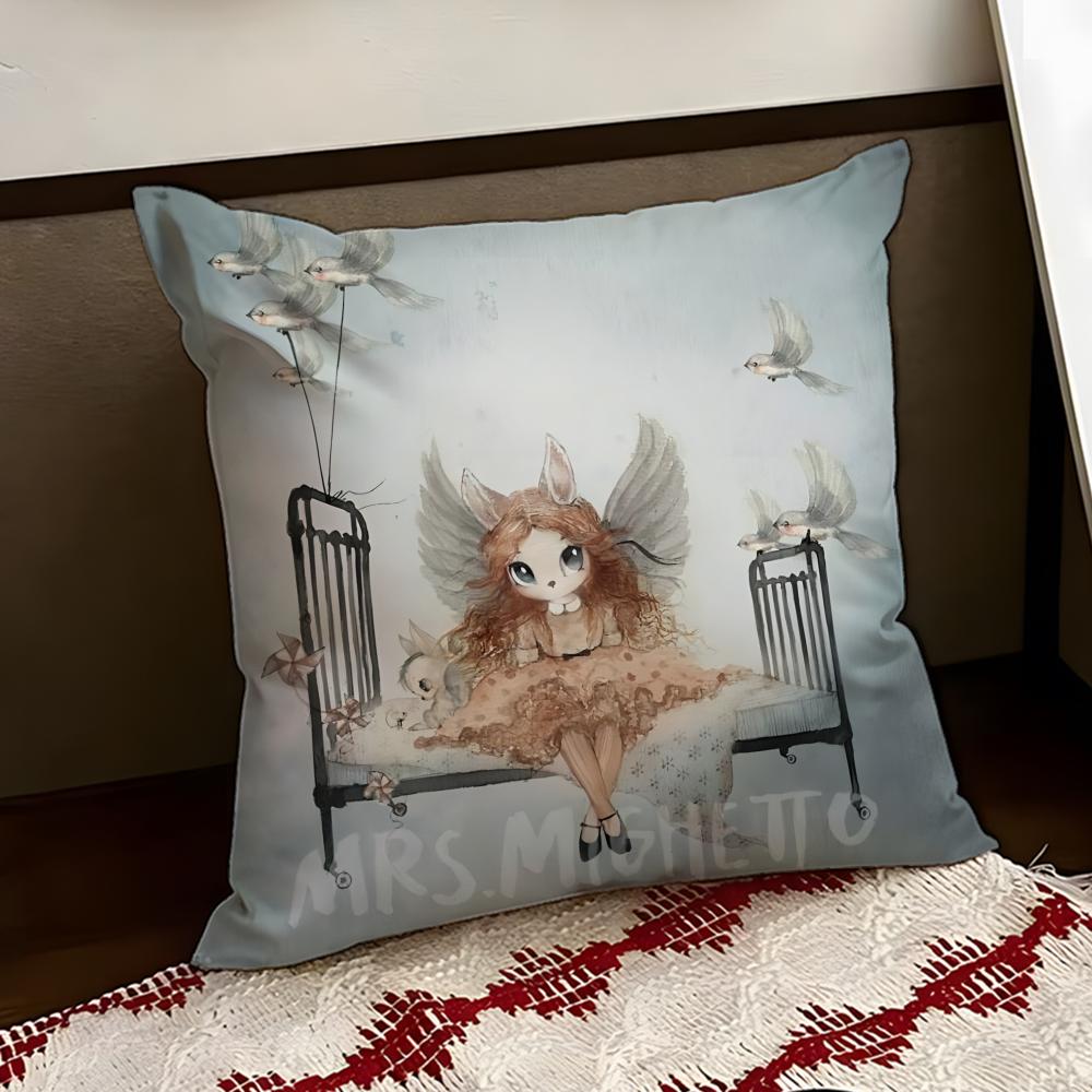 MMrs MMighetto Print Cushion Cover Reversible Soft Durable Pillow Cover Home  Car MultiScene Use for Daily Comfort