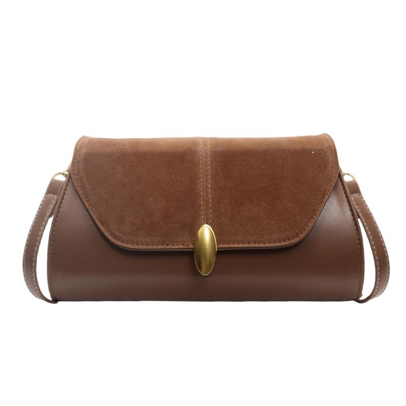 Underarm Bag 2025 Spring New Retro Handbag Splicing Foreign Style Trend Shoulder Bag Foreign Style PU Leather Bag