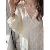 Chinese Style V-neck Ice Silk Nightgown for Women Simple Casual Lazy Home Clothes