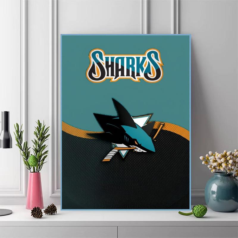 San Jose Sharks 100% Round Full Drill 5D DIY Diamond Painting Embroidery Cross Stitch Rhinestone Décor