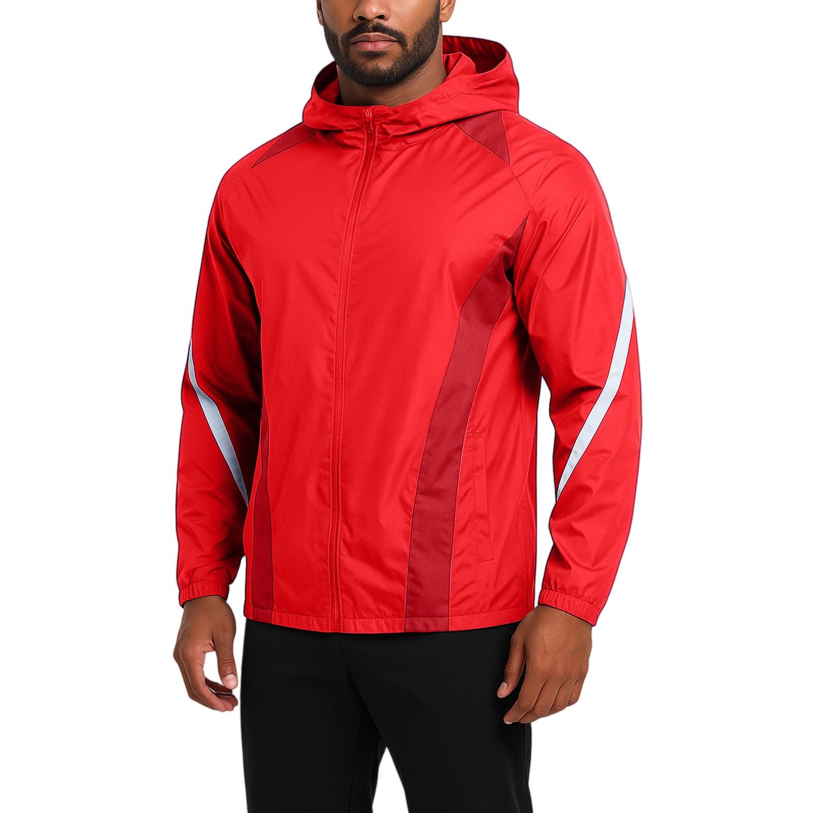 

Мужская дышащая повседневная куртка-ветровка для спорта на открытом воздухе с быстрой сушкой и капюшоном XL красный