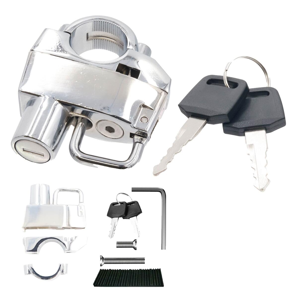 

Держатель замка для шлема Liberator для велосипедов, среднего размера, для большого мопеда, замок для шлема, держатель для шлема, ключ, серебряный