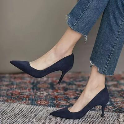 Sexy Pointed Toe High Heels Shoes Women Shallow Office Pumps Shoes Spring Suede Elegant 2024 Mujer New Stilettos