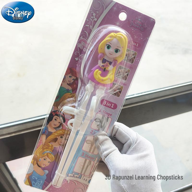Disney 3D Cartoon Children's Stainless Steel Cutlery Set: Fork, Spoon, and Training Chopsticks