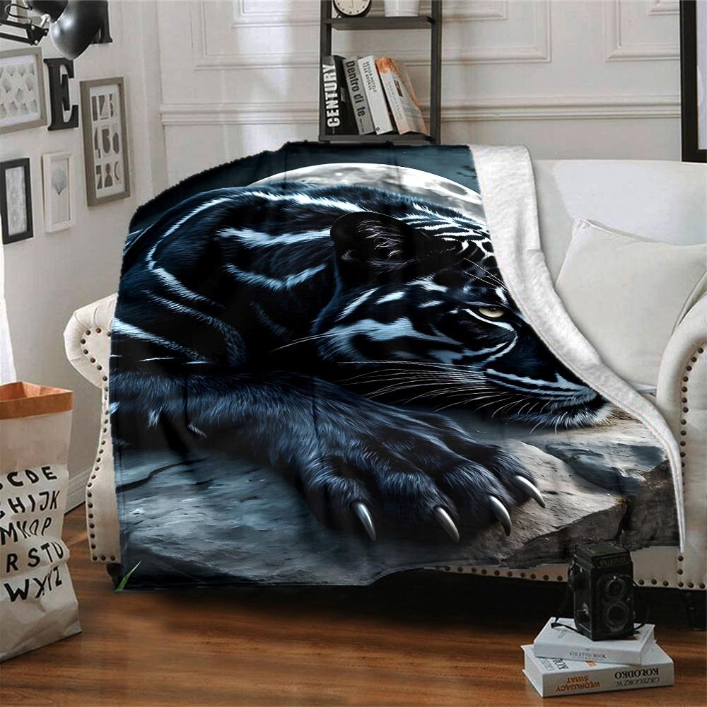 1pc Black Panther Print Blanket Lightweight Blanket Throw Blanket For Sofa, Bed, Travel, Camping, Livingroom, Office, Couch, Chair yy251010051