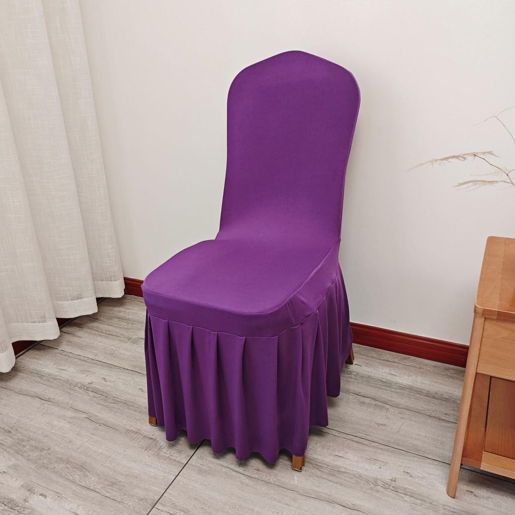 Universal Elastic White Skirt Chair Cover for Weddings & Banquets