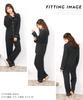 ON NISHIKI Long Sleeve Front Top and Bottom Powder Long Loungewear Size Women's Pajamas, Opening, Set, Stretch, Wrinkle-Resistant, Pants, (Black,