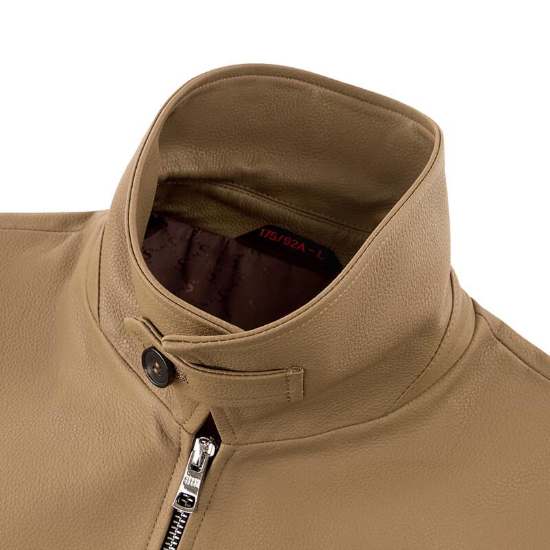 Qipai Men's Genuine Sheepskin Lapel Jacket