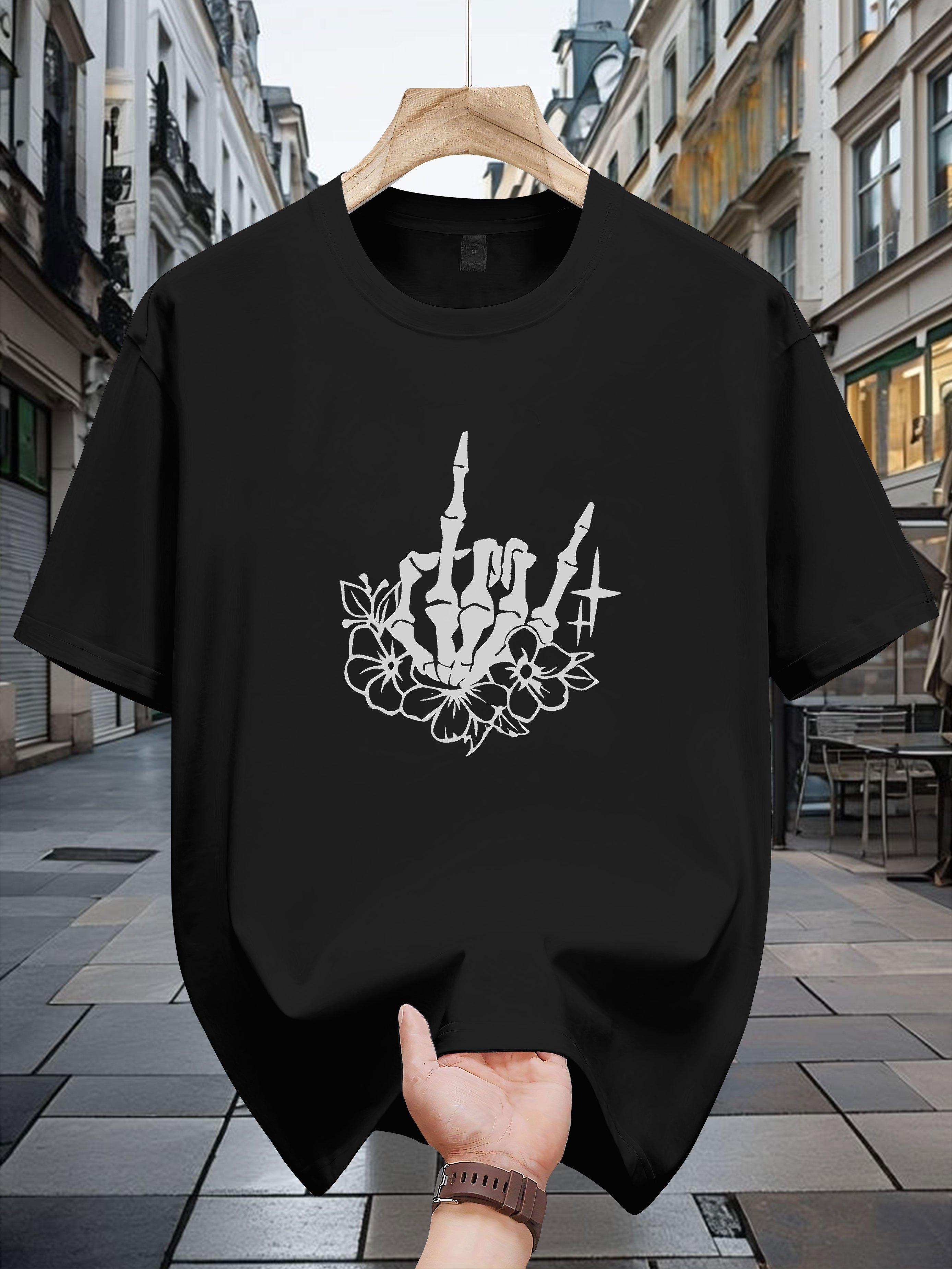 200g 100% Cotton Short Sleeve T-shirt with Floral & Candle Print - Breathable Regular Fit Casual Summer Tee XXXXL