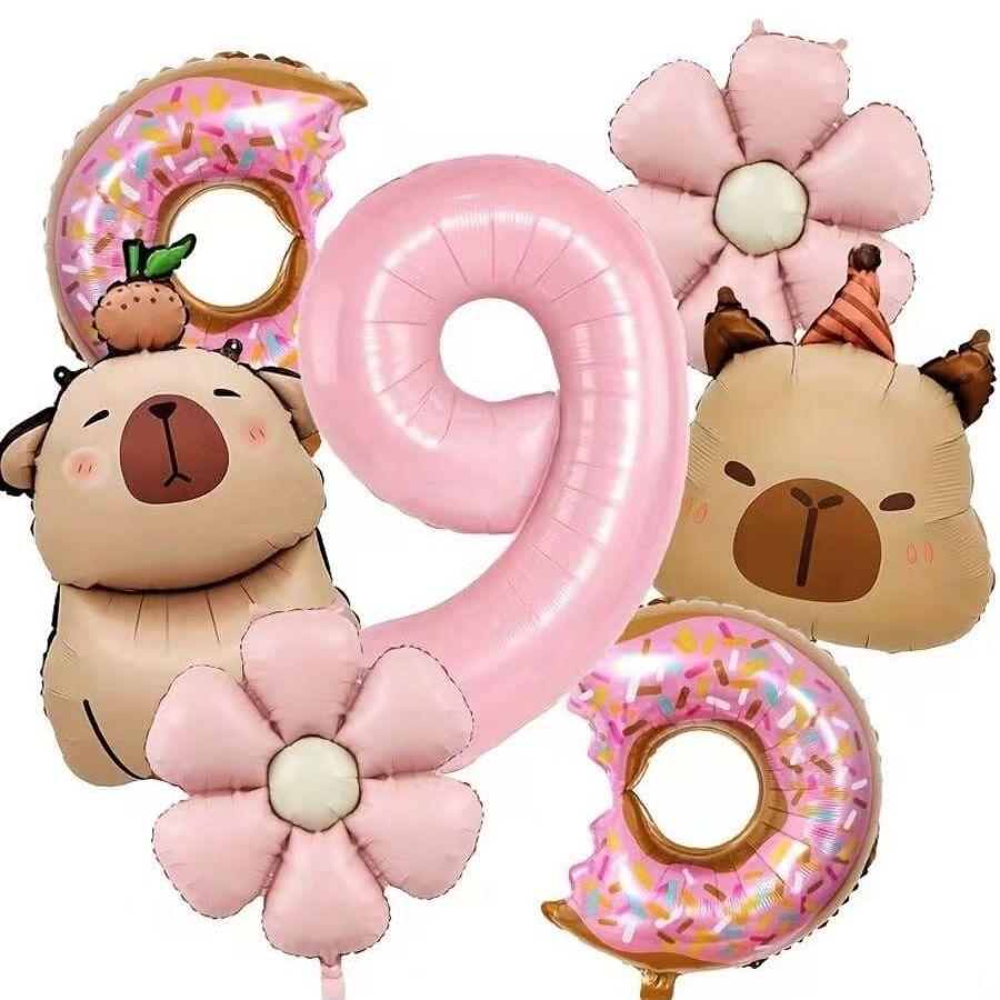 

Милая кепка-капибара из алюминиевой мембраны, украшение для детской вечеринки по случаю дня рождения в стиле капибары Kapibara Digital Set 9