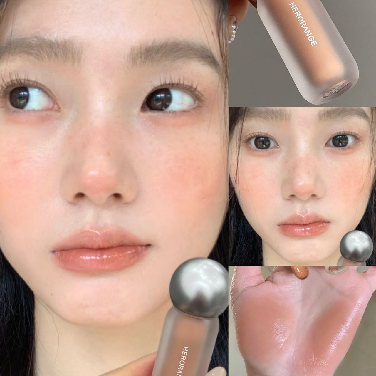 Herorange Sap Vloeibare Blusher Waterige Dunne Textuur Natuurlijke Vruchten Wang Glans Multi- Wang Oog Lip Langhoudend Dagelijkse Make-up beige
