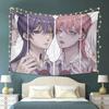 Anime Girl Duo Tapestry  Dual Character Design Fantasy Portrait Wall Hanging Polyester Fabric  for Bedroom or Dorm Decor