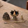 Retro Boshan Incense Burner Set: Incense Tower Mold, Seal, and Spoon for Ceremony - No Sticky Powder Sandalwood.