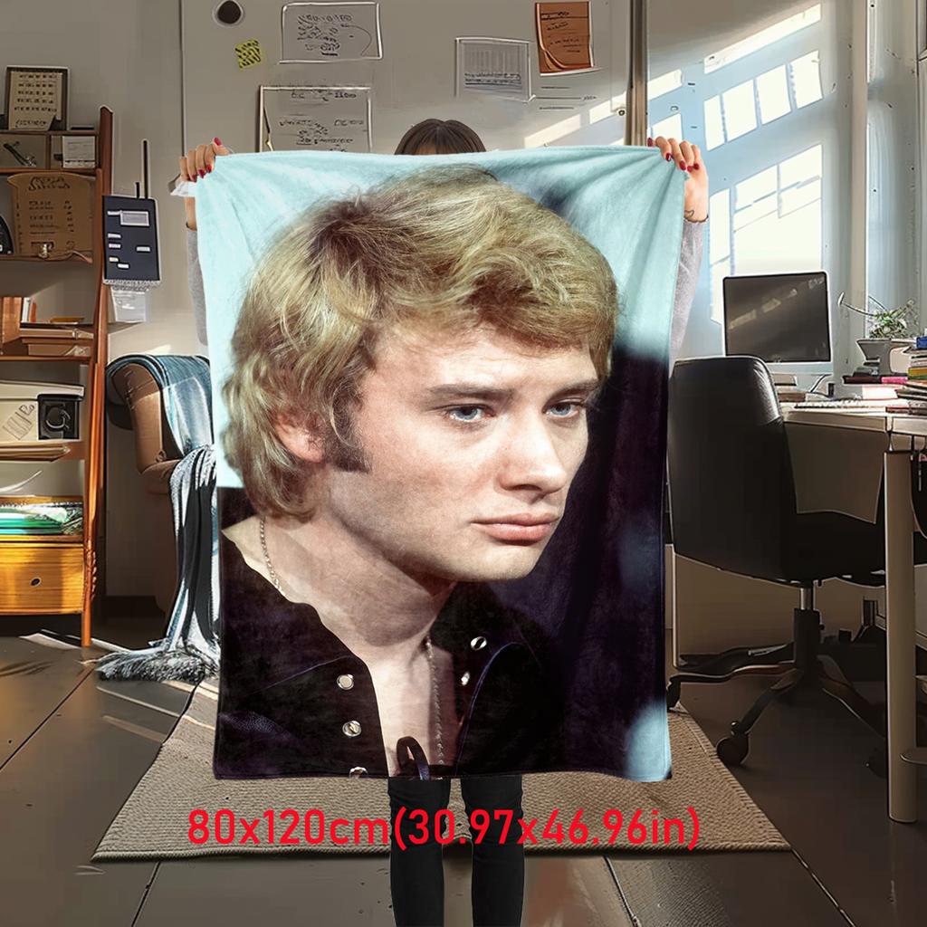 French legendary rock singer and actor Johnny Hallyday blanket soft home furnishing nap decoration four seasons warm Sherpa blanket U6