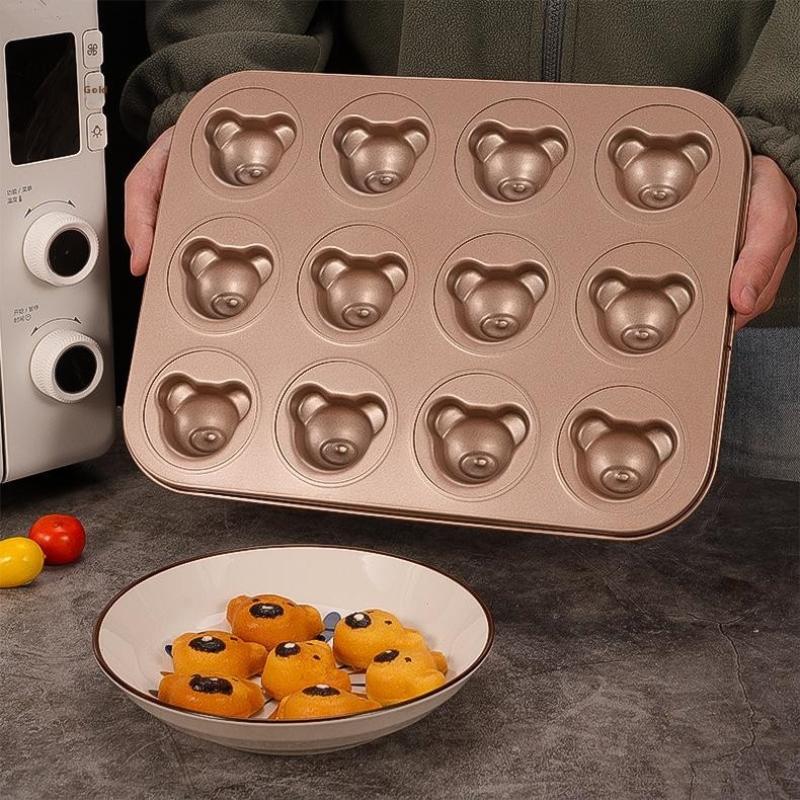 4/6/9/12 Even Bear Mold Baking Mold Pan Non-Stick Diy Cute Candy Cake Mold Tool Decoration Biscuit Candy Mold Baking Accessories