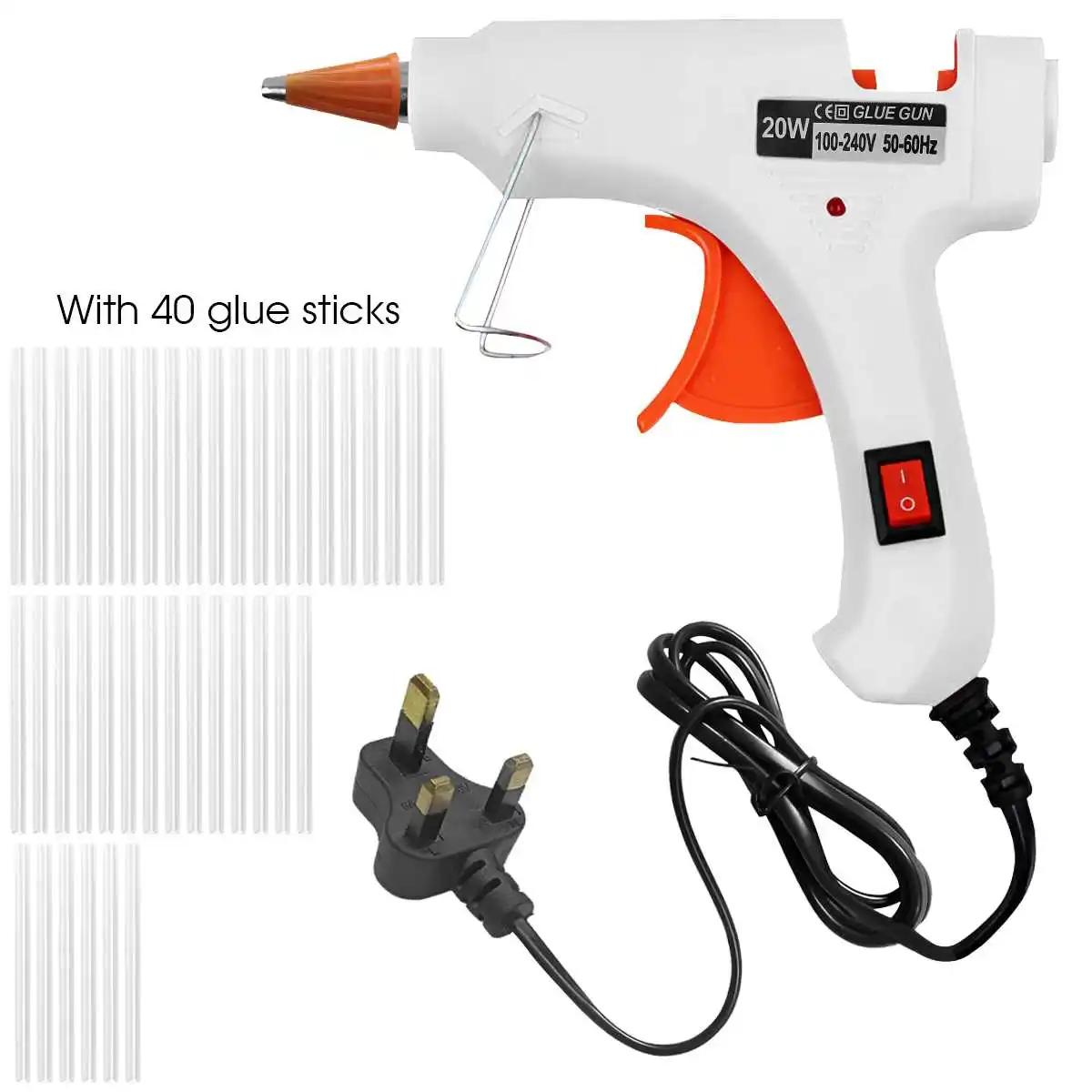 

UK Plug 20W Mini Hot Glue Gun with Glue Sticks Rapid Preheating for Melting Glue Ideal for DIY Art Projects and Home Repairs