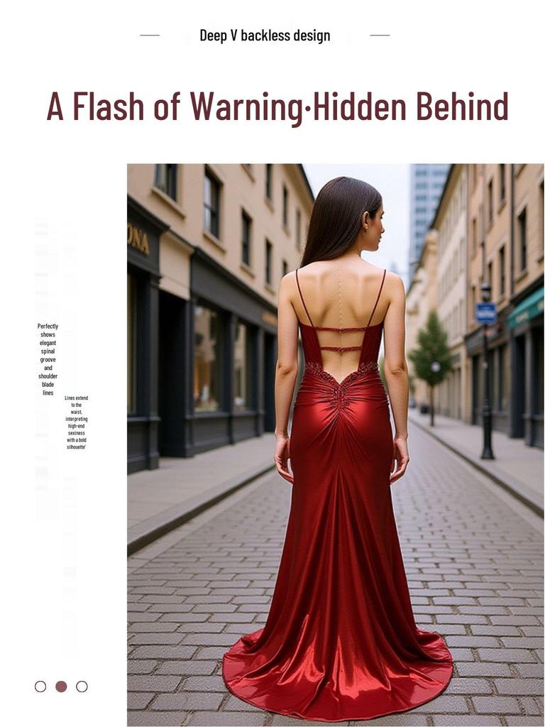 Red Luxurious Evening Gown for Socialite Banquets