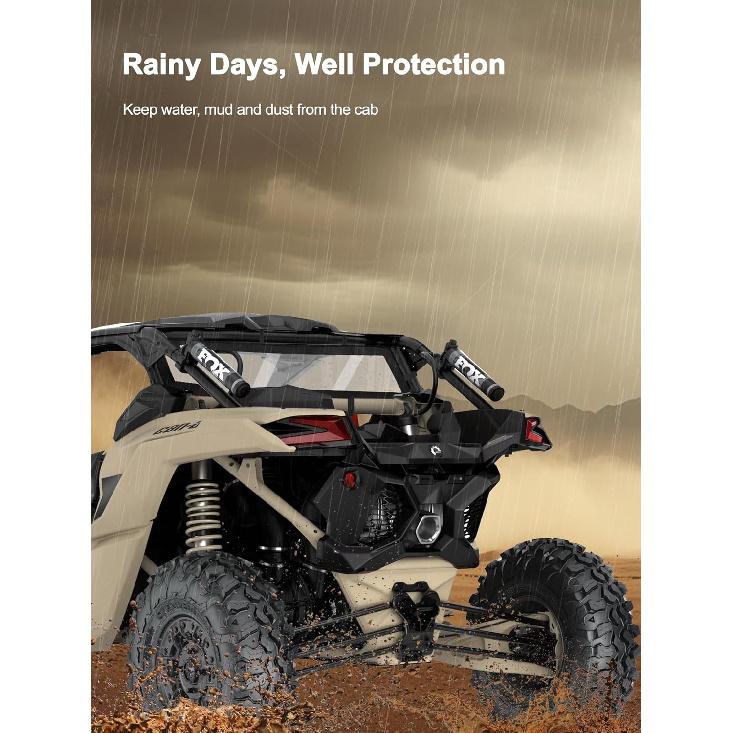 UTV Soft Rear Windshield For Can Am Maverick X3 - Rear Wind Cover Keeps Air/Rain/Dust/Pebbles/Mud Away From Seats-Durable, Easy Tall, Compatible With