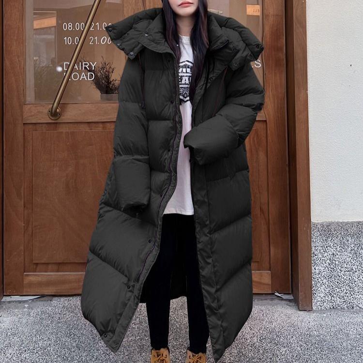 Oversize Cotton Jacket for Women, Long Overknee Length Bread Coat with Thickening
