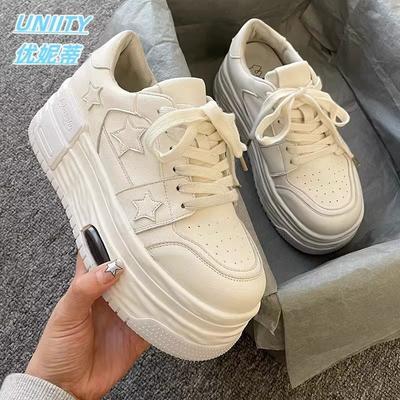 Platform White Shoes Children Thin Small Internet Celebrities with the Same Height-increasing Star Board Shoes Short Welfare Women