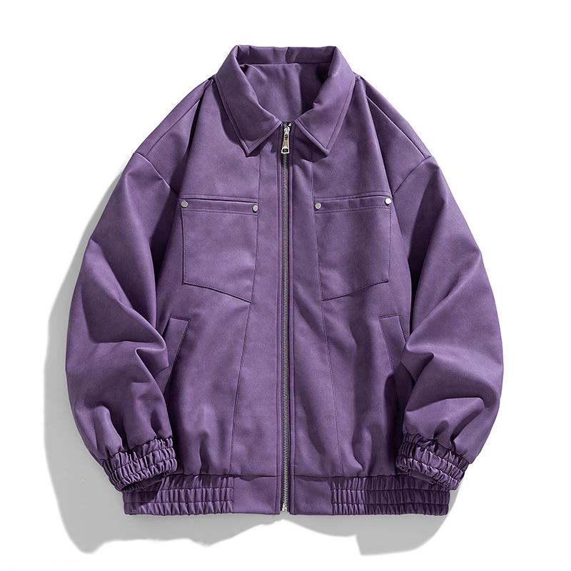 Men's PU Leather Jacket - Versatile Solid Color for Spring and Autumn