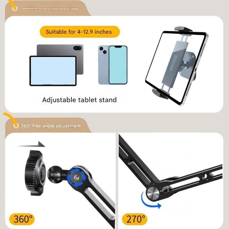Supporti a Braccio Universali da Parete Per Tablet e Telefoni da 4 a 12,9 Pollici Con Rotazioni a 360 Gradi e Angoli di Visione Regolabili