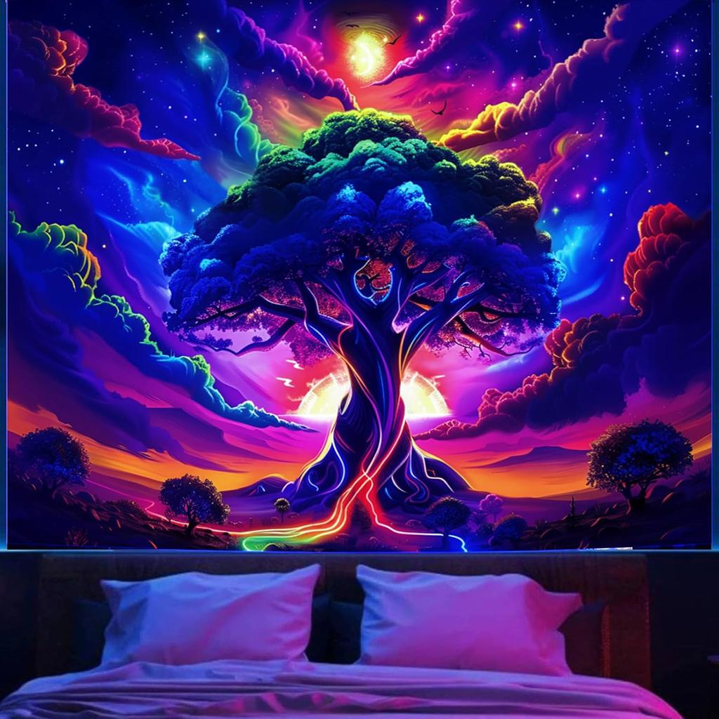 VIKAMA Fantasy Forest Tapestry Bedroom Nordic Style Starry Sky Tree Tree Of Life Pattern Soft Tapestry Wall Decoration
