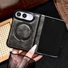 Für iPhone Duo Fold Hülle Luxus PU-Leder hautfreundlich Magnetische Schutz-Rückseite MagSafe Kabelloses Laden Handyhülle